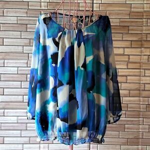 East 5th blouse with blue watercolor print Size L
